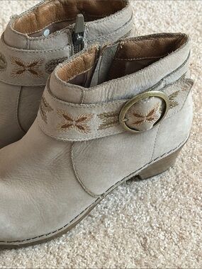 Women's Dansko Taupe Embroidered Ankle Boot with Buckle